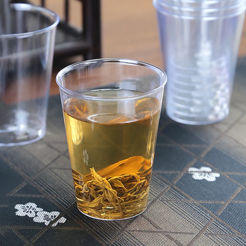 一次性杯子透明塑料杯加厚航空杯家用茶水杯太空杯饮水杯硬质商用