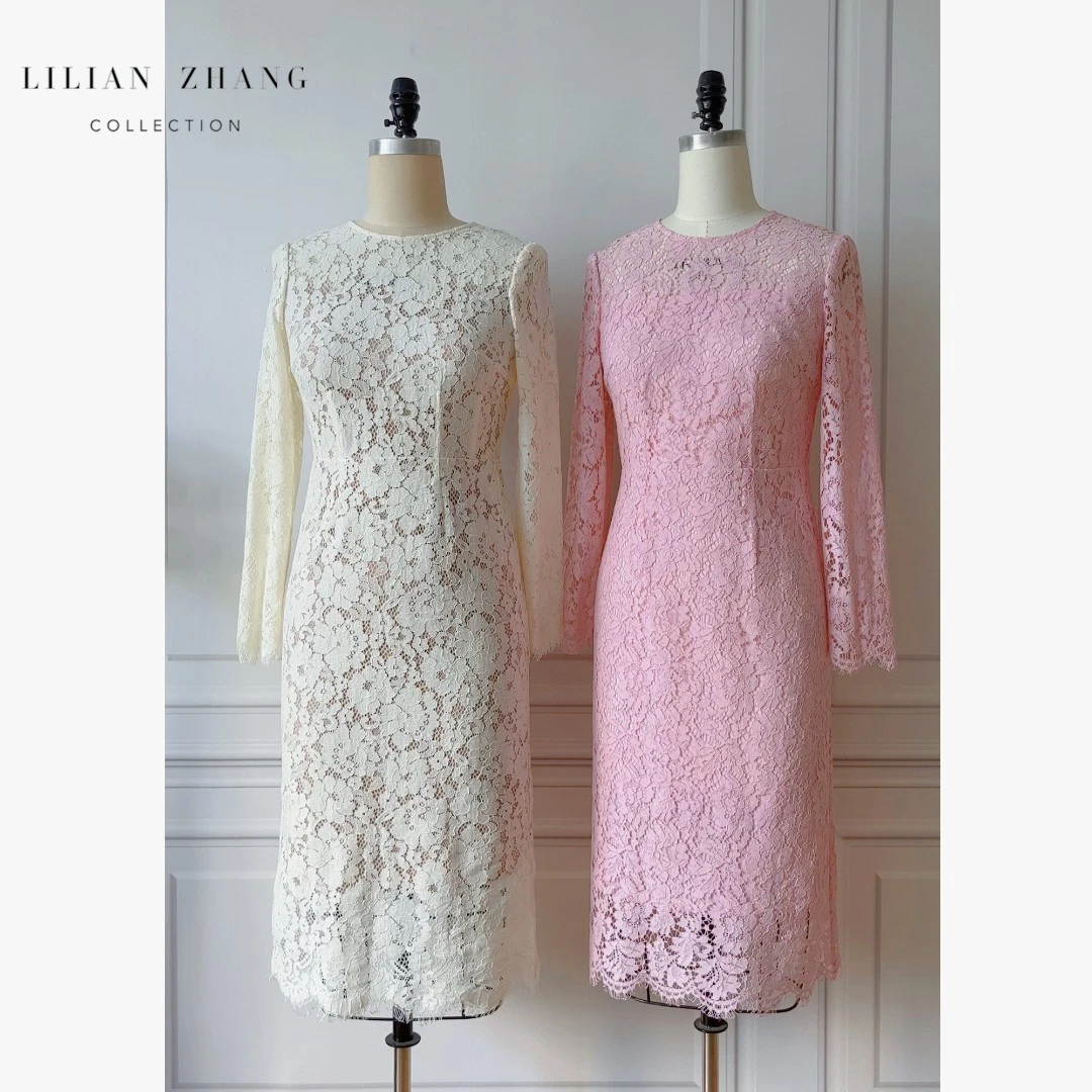 古典浪漫-优雅绽放-Lady挚爱Lace针织气质名媛修身连衣裙2301016