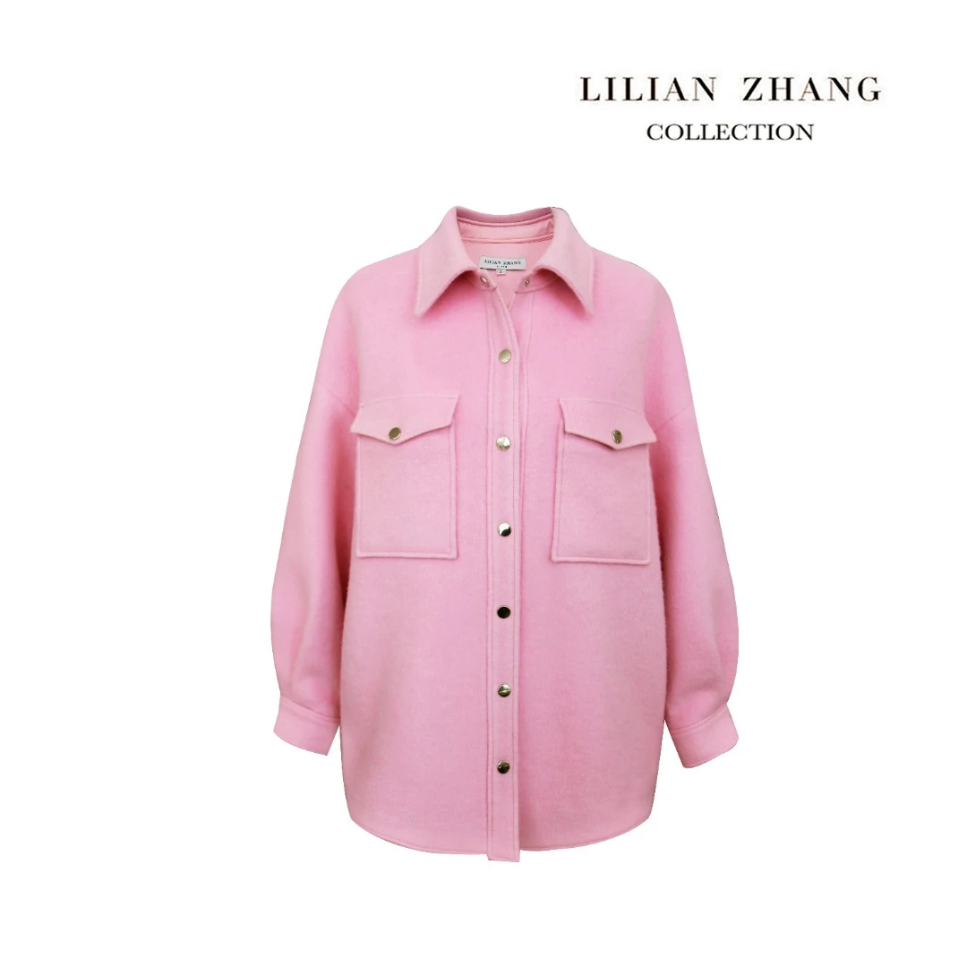 休闲风-廓型感衬衫式羊毛外套 - 轻奢百搭通勤宽松大衣  2105045