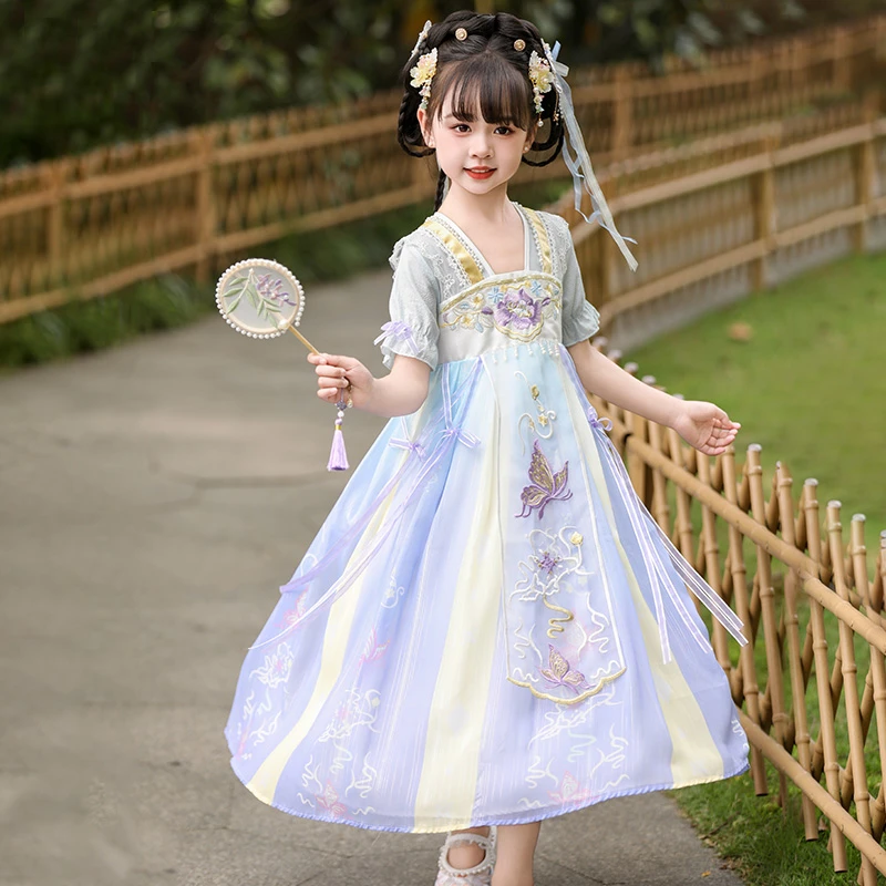 女童汉服夏季儿童连衣裙2024新款夏装小女孩唐装女公主裙夏款裙子