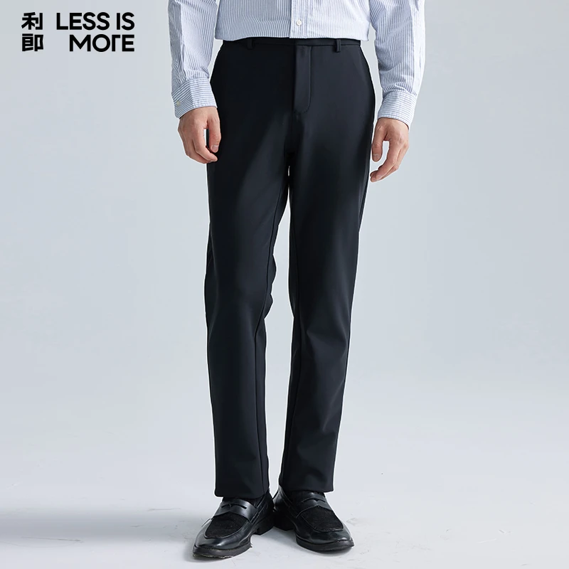 利郎【门店同款加绒直筒裤】男士商务休闲时尚中腰直筒加绒休闲男裤