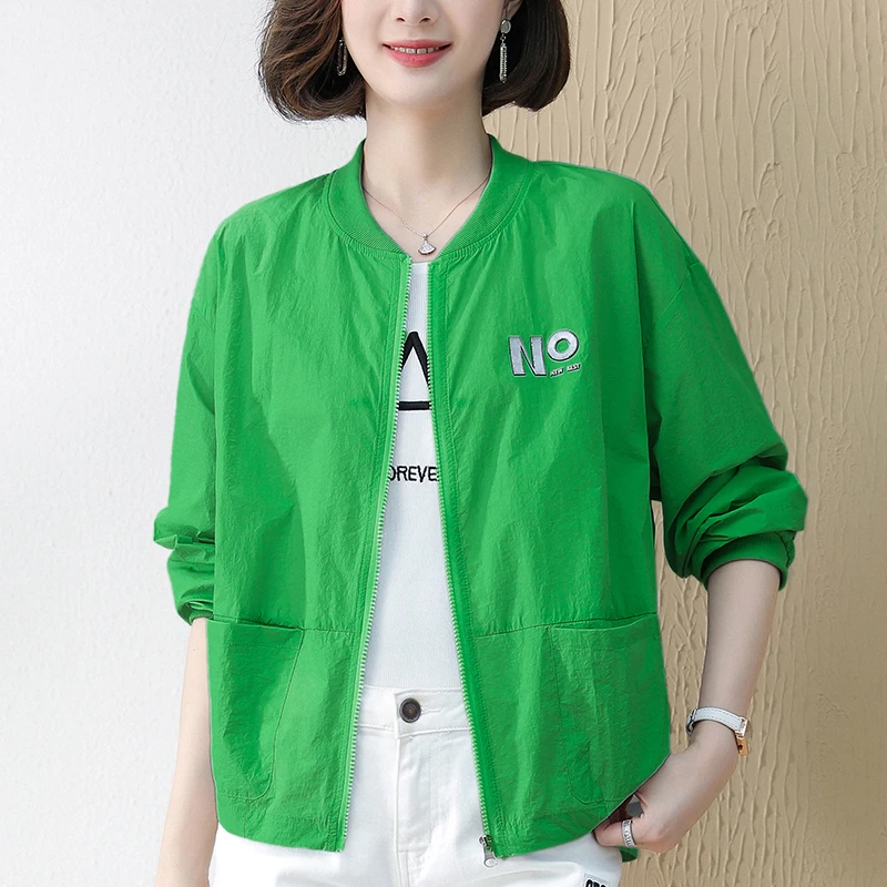 休闲轻薄防晒衣女短款长袖棒球服2025夏季新款宽松洋气防晒服外套