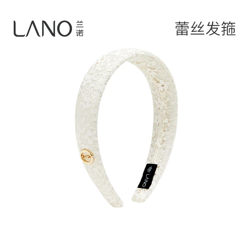 兰诺 非金属布艺发饰 白色蕾丝发箍法式高级感发饰气质高颅顶头箍