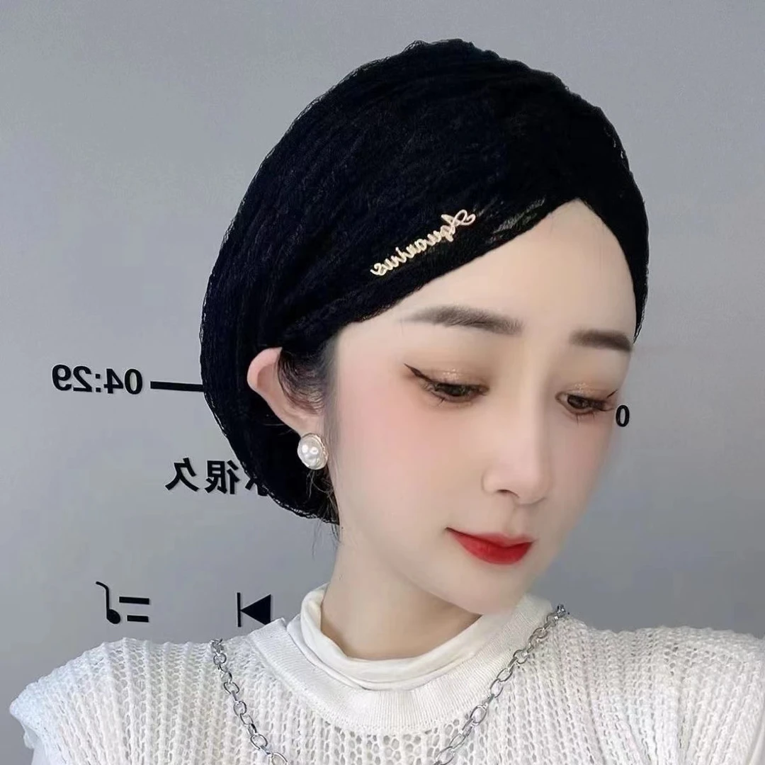 新款帽子秋印度帽蕾丝发带帽头女士包头帽休闲帽头巾遮白发