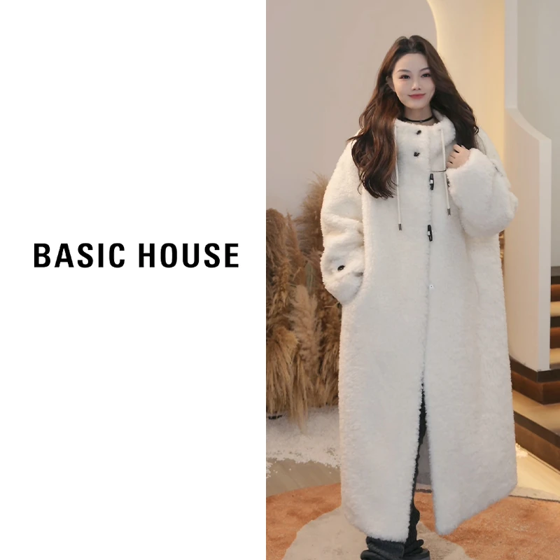 Basic House/百家好秋冬新款时尚绵羊毛大衣B1294B56892（衣长114）