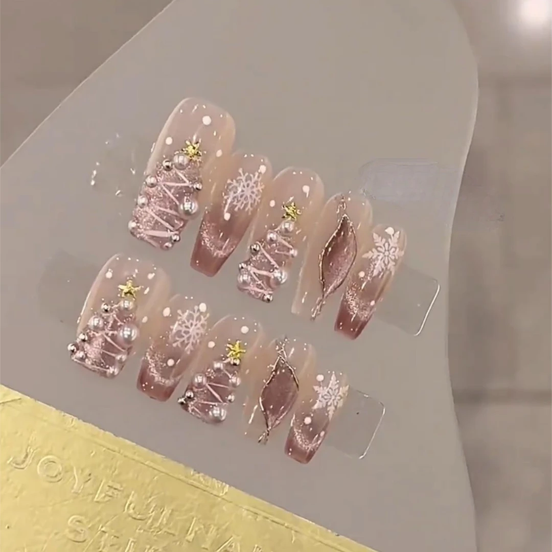 【西雅圣诞】手工定制穿戴甲淡紫色显白指甲贴光疗甲美甲贴片