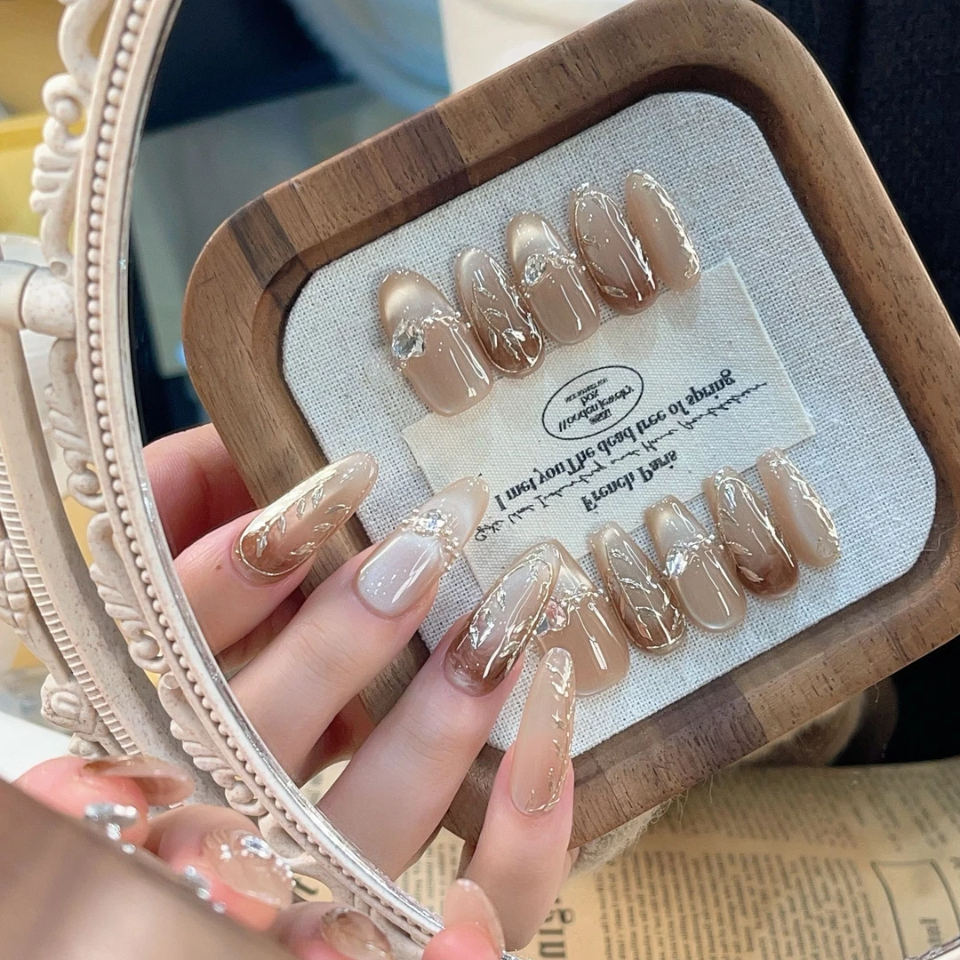 【三生琥珀】纯手工穿戴甲指尖显白指甲贴