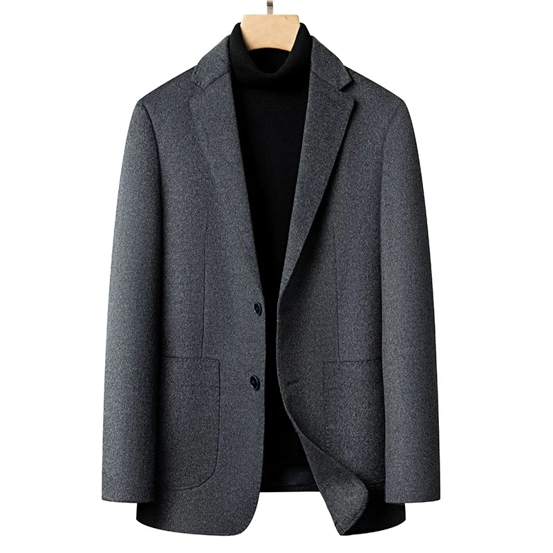 高奢羊绒西装男2024春秋新款商务羊毛西装桑蚕丝单西休闲西装外套