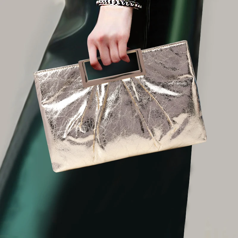 时尚手抓纹简约链条女包名媛宴会包2024夏天新款大容量手提单肩包