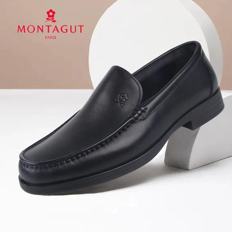 正品梦特娇男鞋2025春季商务休闲皮鞋男真皮软底一脚蹬男士乐福鞋