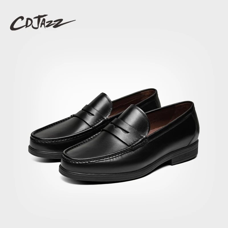 CDJAZZ卡地爵士男鞋真皮透气防滑乐福鞋男一脚蹬软皮商务休闲皮鞋