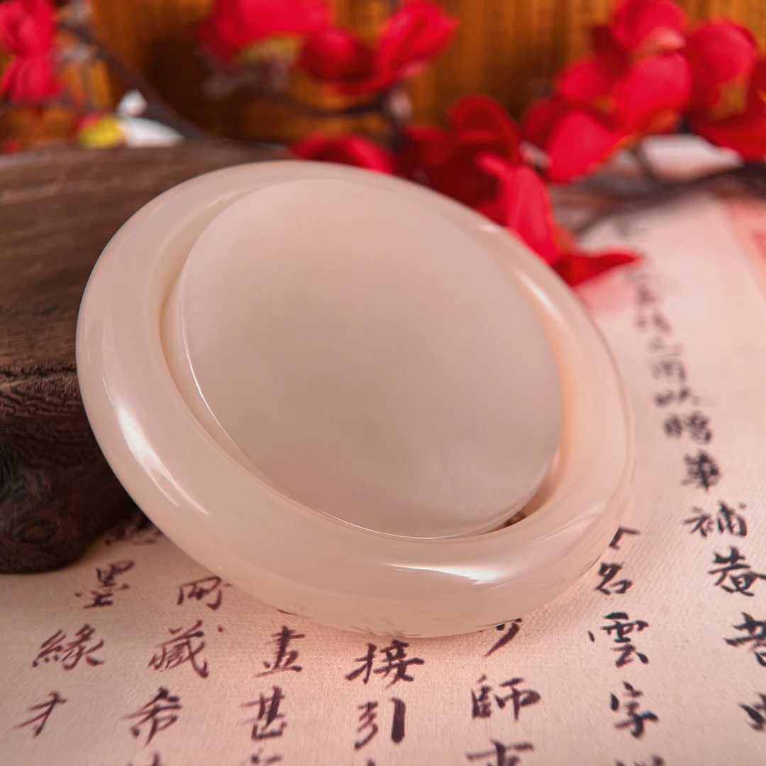 正宗新疆和田玉青海野牛沟藕粉手镯特级红粉镯子天然上等玉石