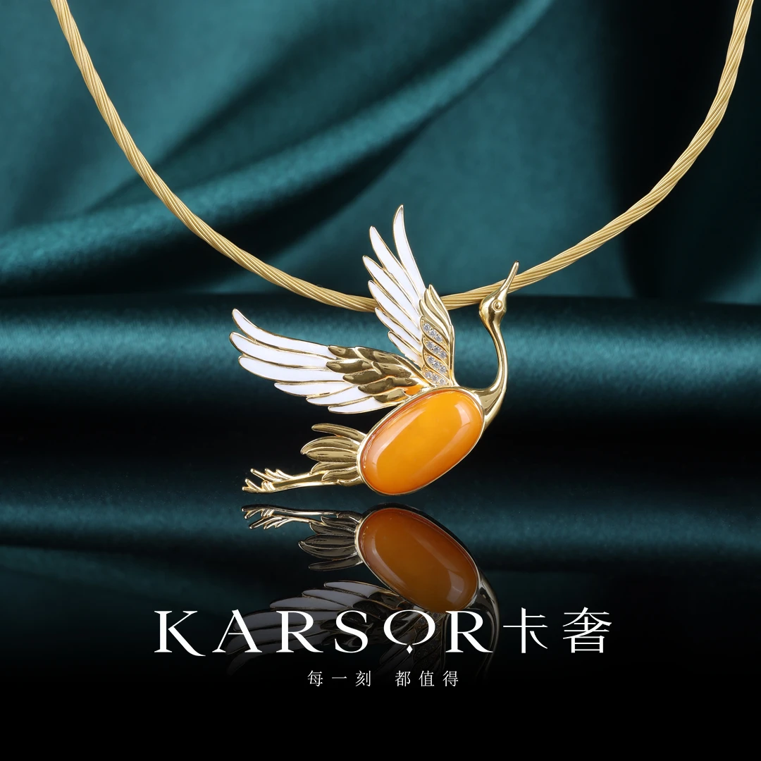 KARSOR/卡奢S925银镀金 老蜜蜡 项链X3038