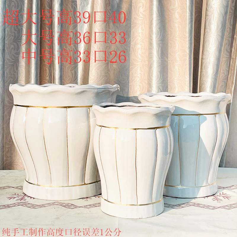 高温烧制陶瓷大花盆大号特大号口径种植鸿运当头特大果树盆景微瑕