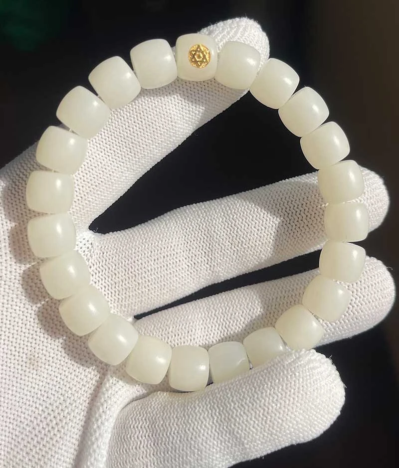 精工毕业单圈菩提根文玩手串男女直切老型金色六芒星精工菩提根