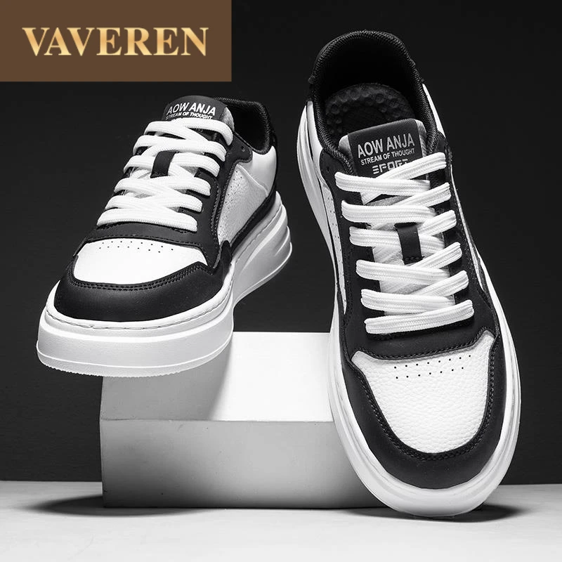 黑白熊猫男鞋穿夏季透气轻便厚底板鞋时尚百搭男士运动休闲小白