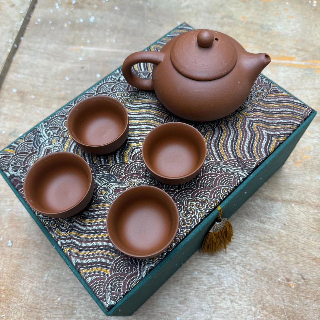 【闪购商品】老陶泥紫砂朱泥一壶带四杯家用中式茶道简约（不带礼盒）