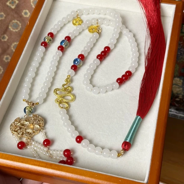 锌合金亚克力项链 时春居汉服配饰璎珞项链古风背云《蛇来运转》