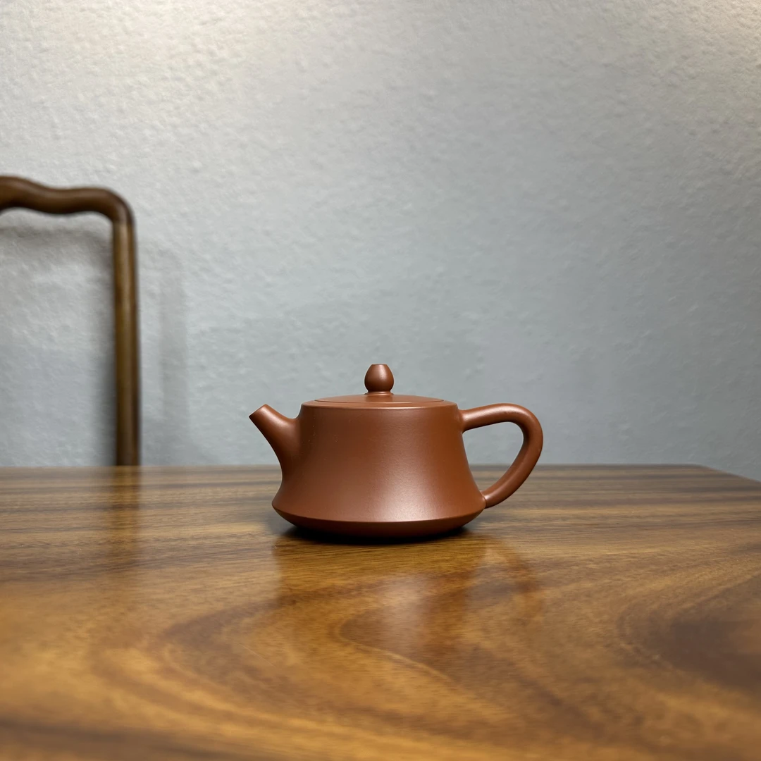 潮州朱泥壶原矿朱泥朱泥大红袍柱础壶180cc容量手工壶工夫茶具