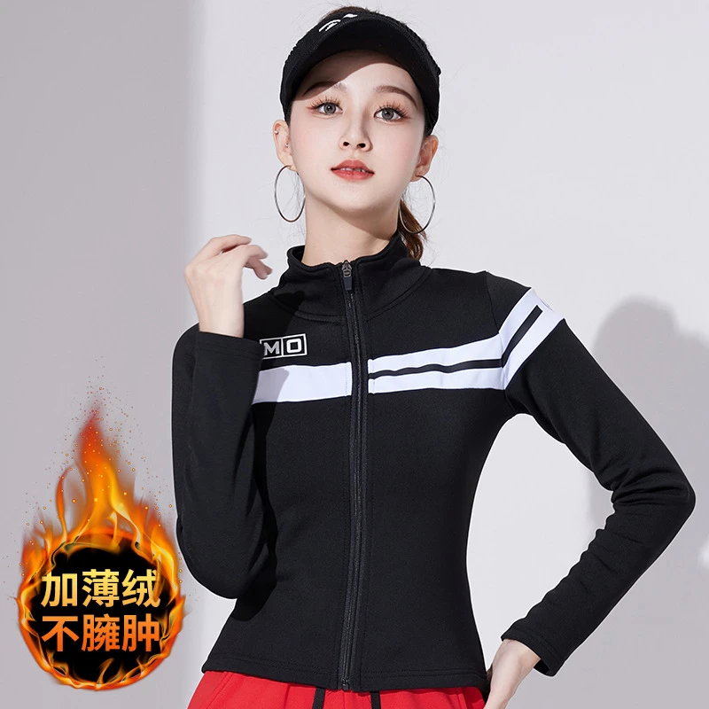 广场舞秋冬加绒长袖显瘦时尚运动套装速干健身操跳舞团体表演服女