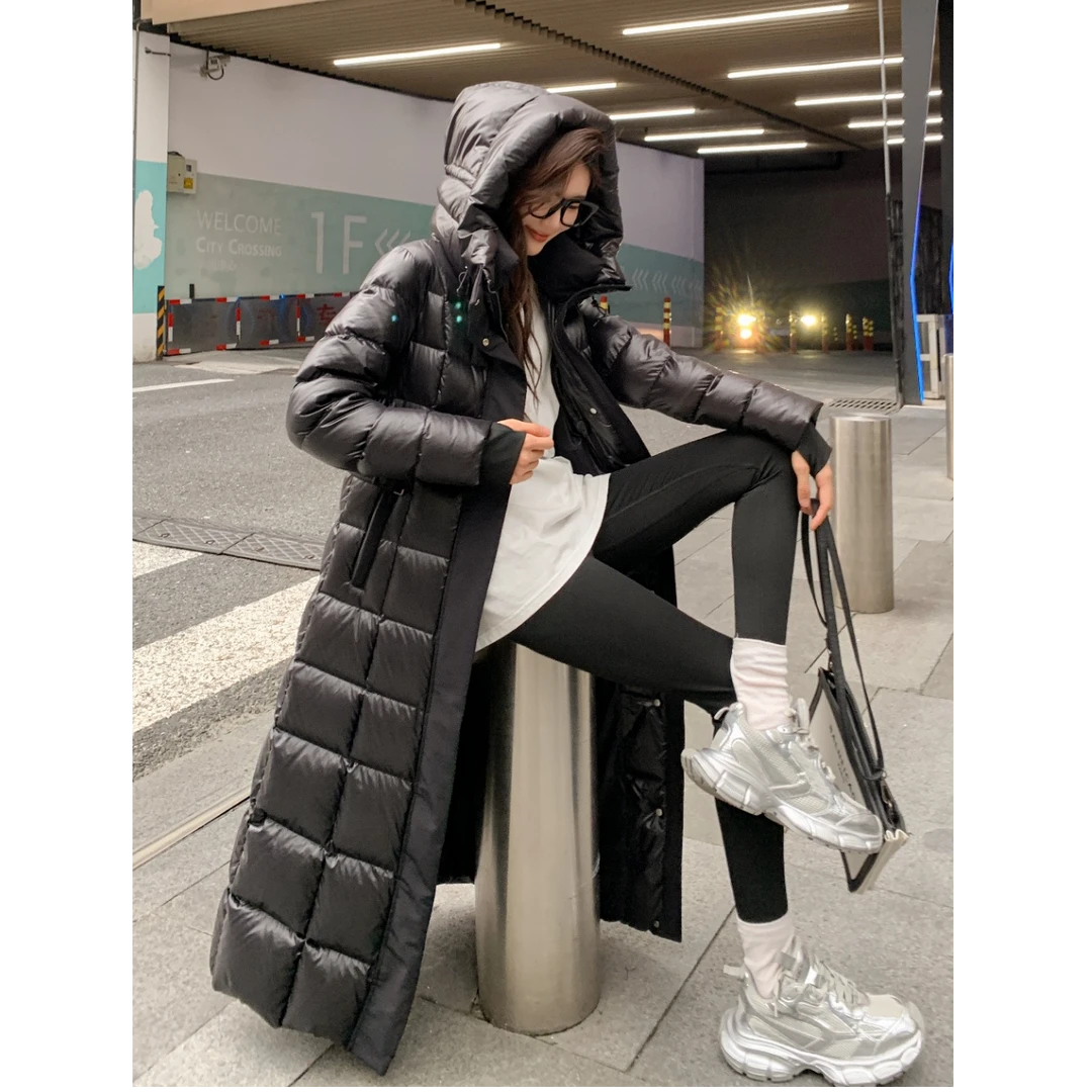 清仓 【黑美人】充绒量280g！五防免洗面料长款过膝鹅绒服8889