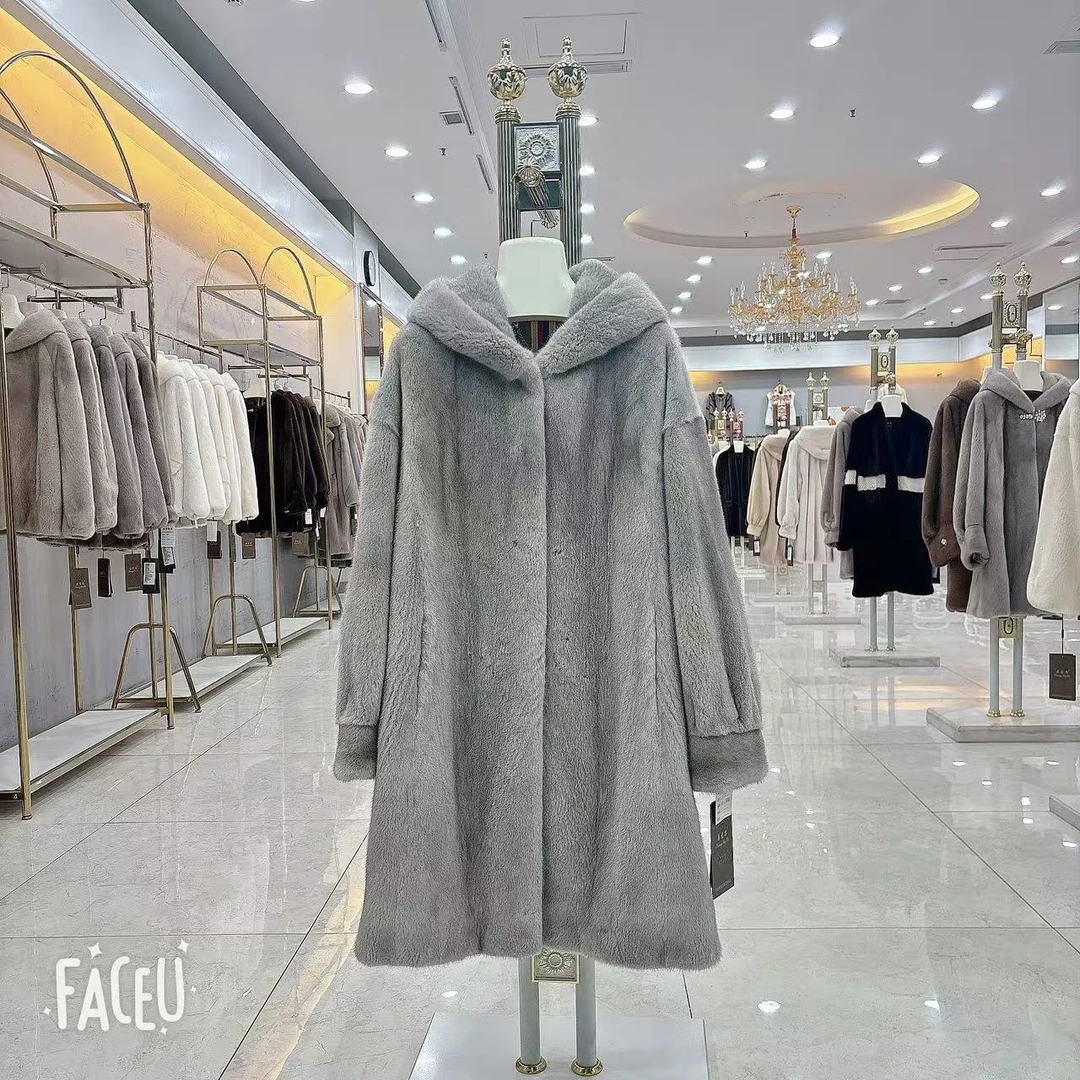 桑图思银蓝落肩直版帽（90cm-180斤内可穿）皮草