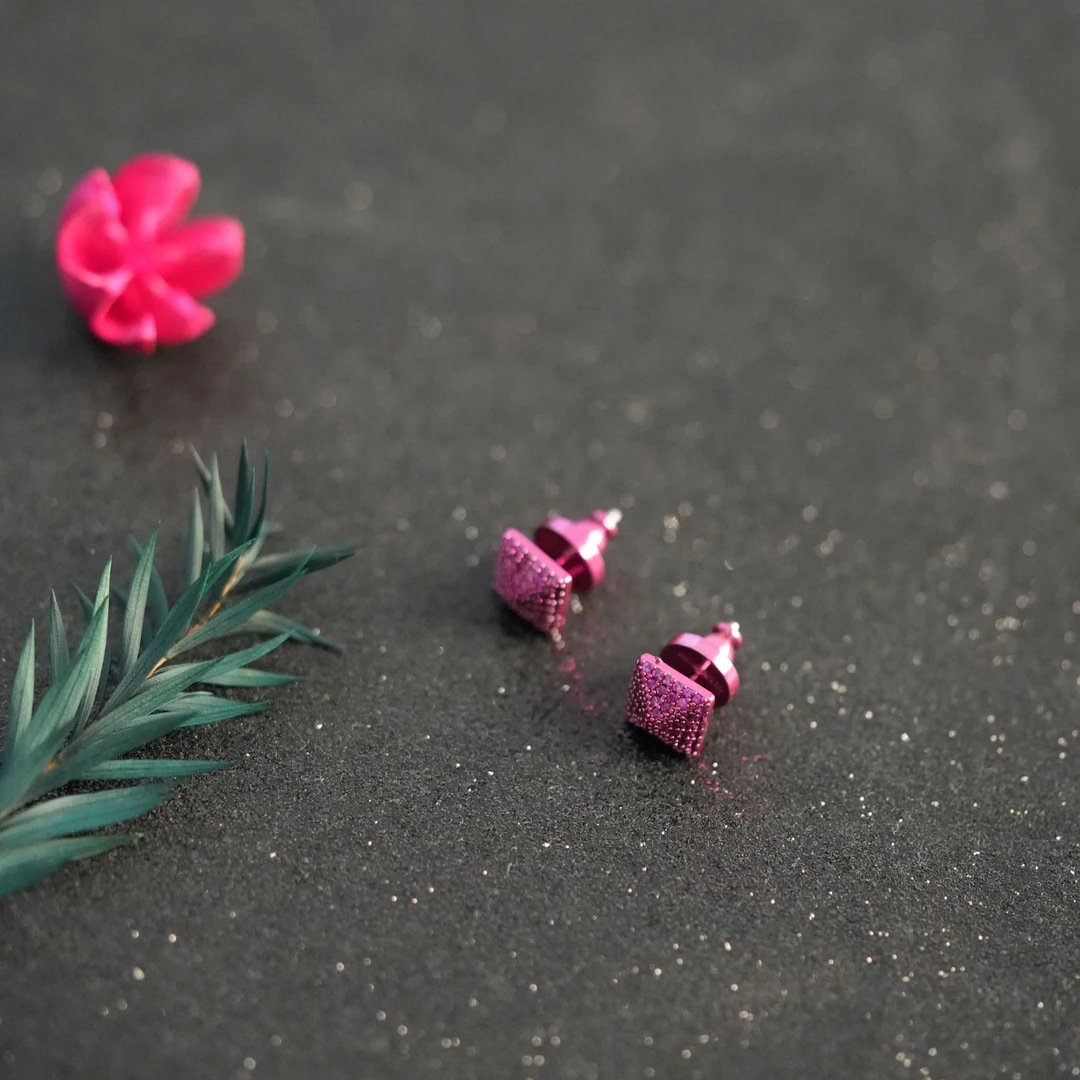 合金耳饰 5637 精致紫色方形耳钉