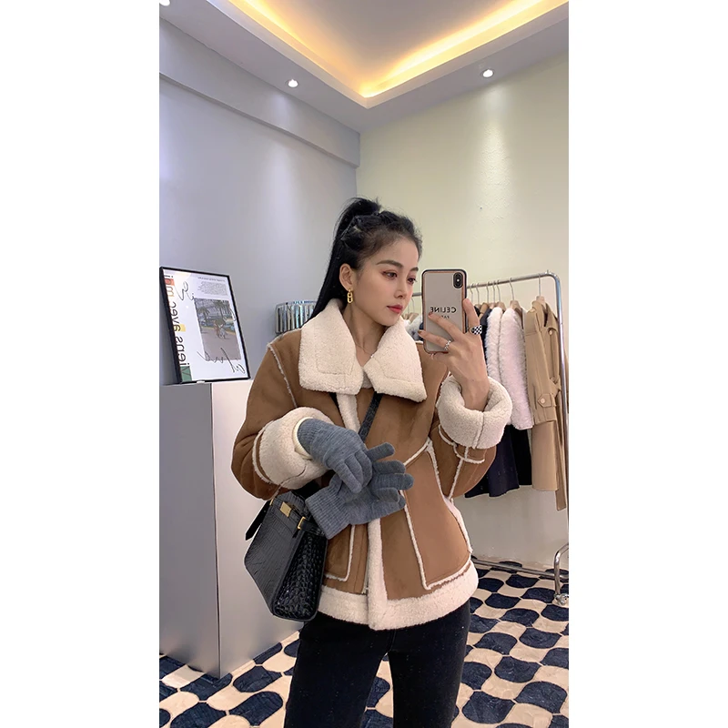 【苏苏家】小个子麂皮绒短款加绒加厚机车服