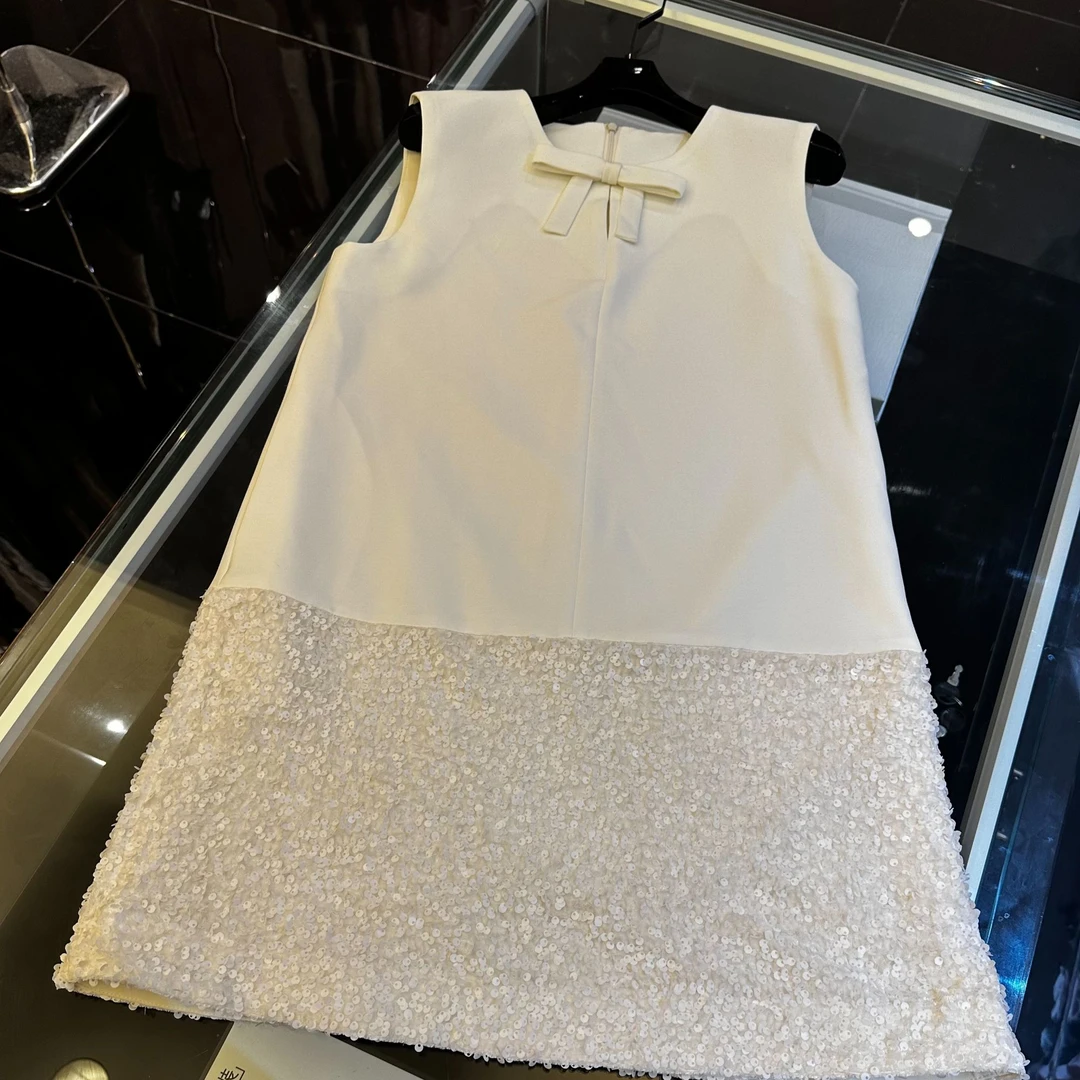 Tianye女款气质轻奢白色时尚夏季女士无袖设计师女装连衣裙516