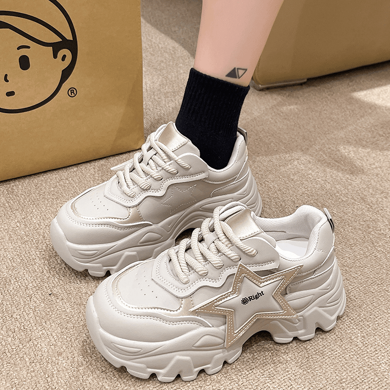 百搭显脚小黑色增高厚底老爹鞋女款2024新款秋冬款复古轻便运动鞋