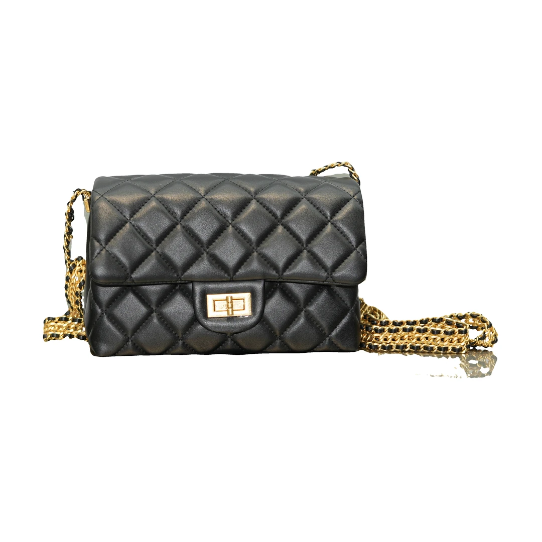 【2024高定女包】夏季定制款纯色菱格链条单肩斜挎包B442嘀