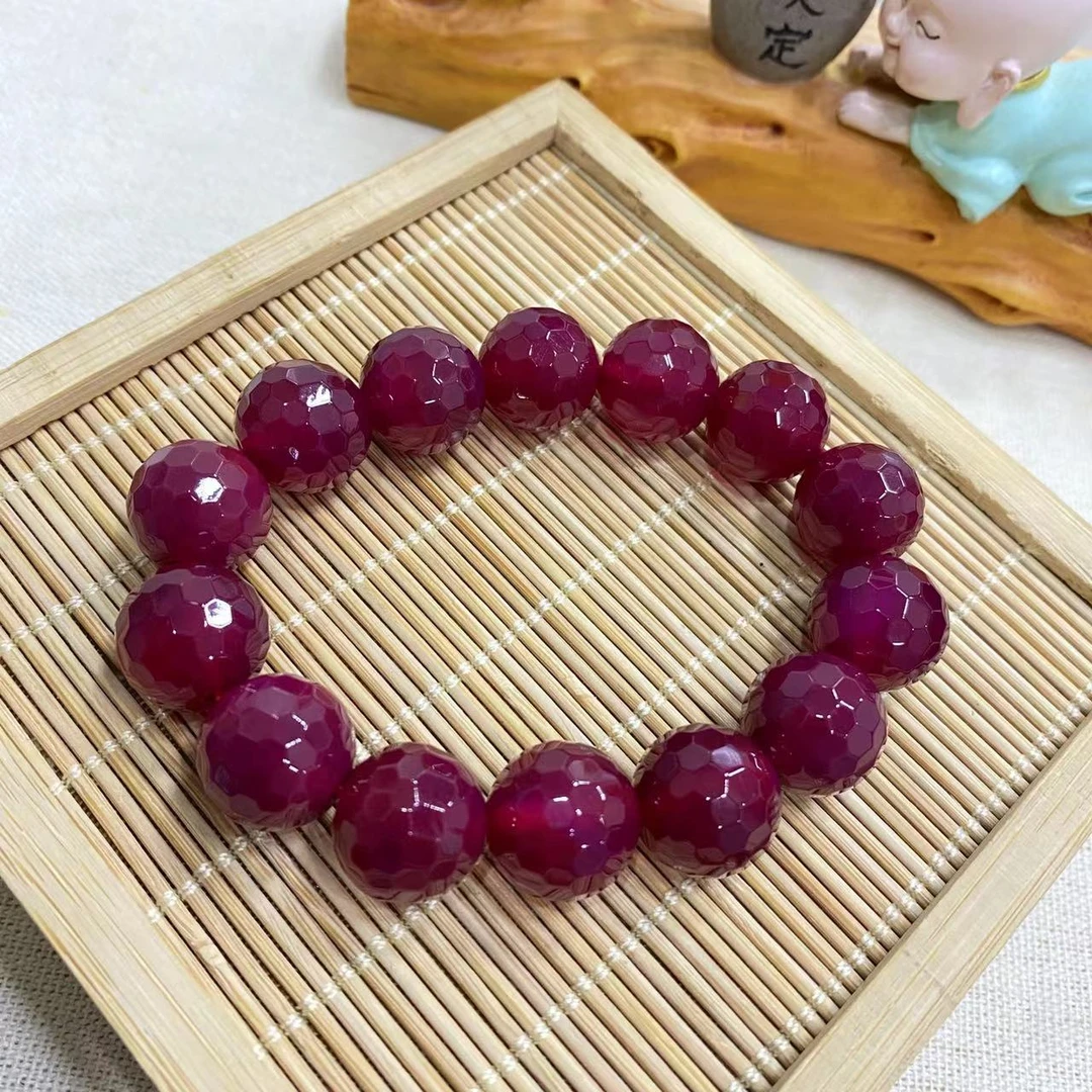 珍品帕拉伊紫红玻陨钻面手串K14 节日送礼自戴 多样发