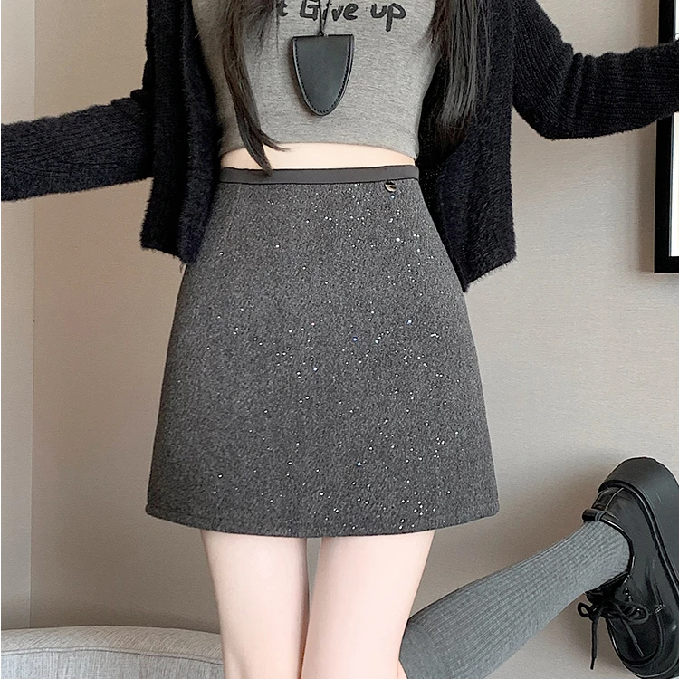 【冬日繁星Ⅱ】亮晶晶细闪毛呢短裙/短裤设计感百搭中高腰显瘦