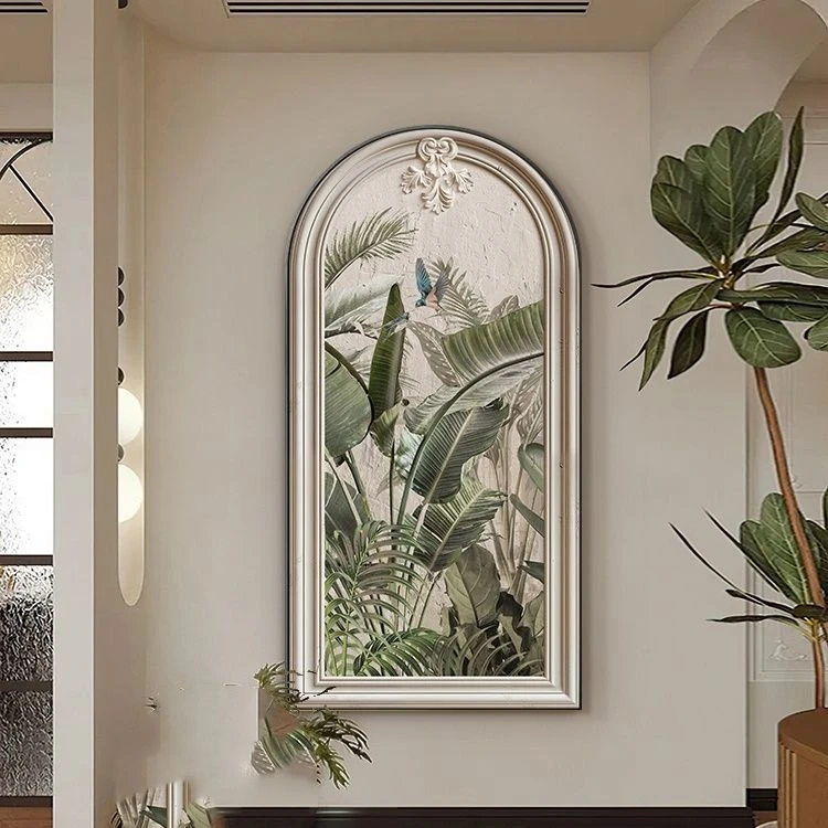 家大业大艺术玄关装饰画中古创意客厅走廊挂画法式复古拱形墙壁画