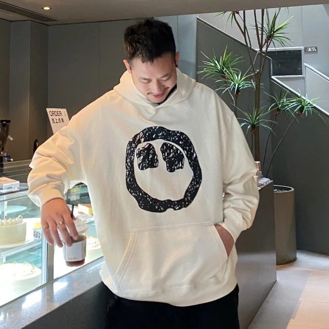 SQQZPROJECT潮流宽松460g连帽笑脸涂鸦长袖卫衣男装鸡米花工作室
