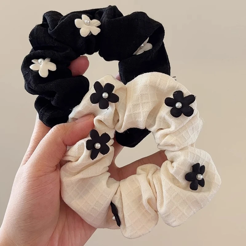 儿童韩系温柔大肠圈女童宝宝复古花朵丸子头发饰小女孩高弹力发圈