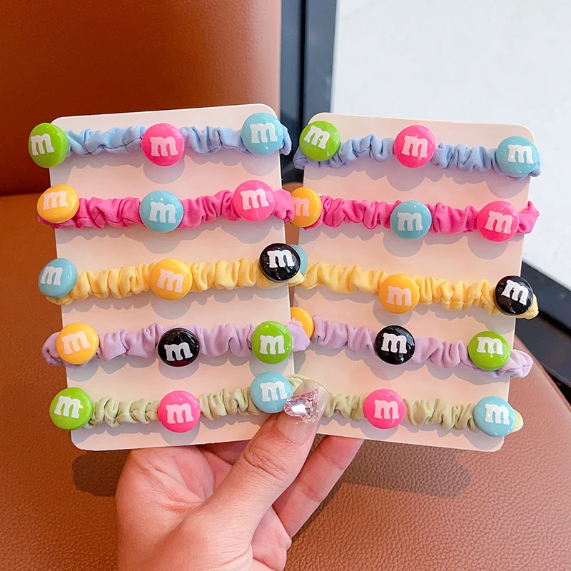 趣味m豆儿童彩色小肠圈宝宝不伤发可爱丸子头发绳女童高马尾发圈