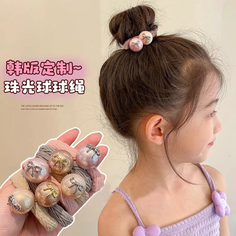 儿童蝴蝶结珍珠发圈女童高弹力头绳女孩扎头发高宝宝马尾发绳头饰