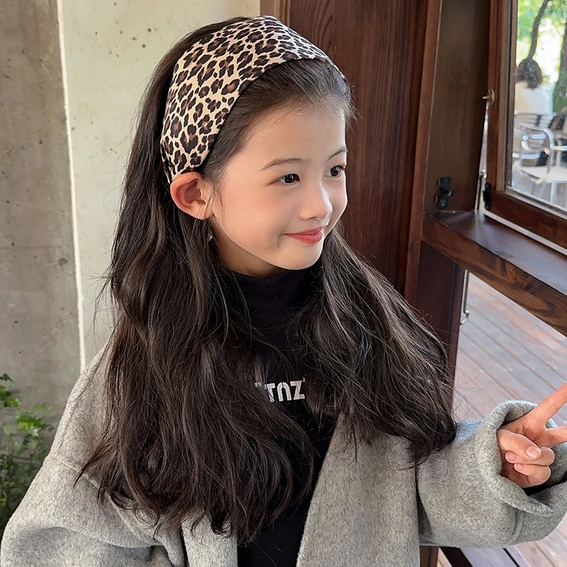 儿童豹纹发箍韩版潮学生复古宽边不伤发压发头箍秋冬百搭束发发饰