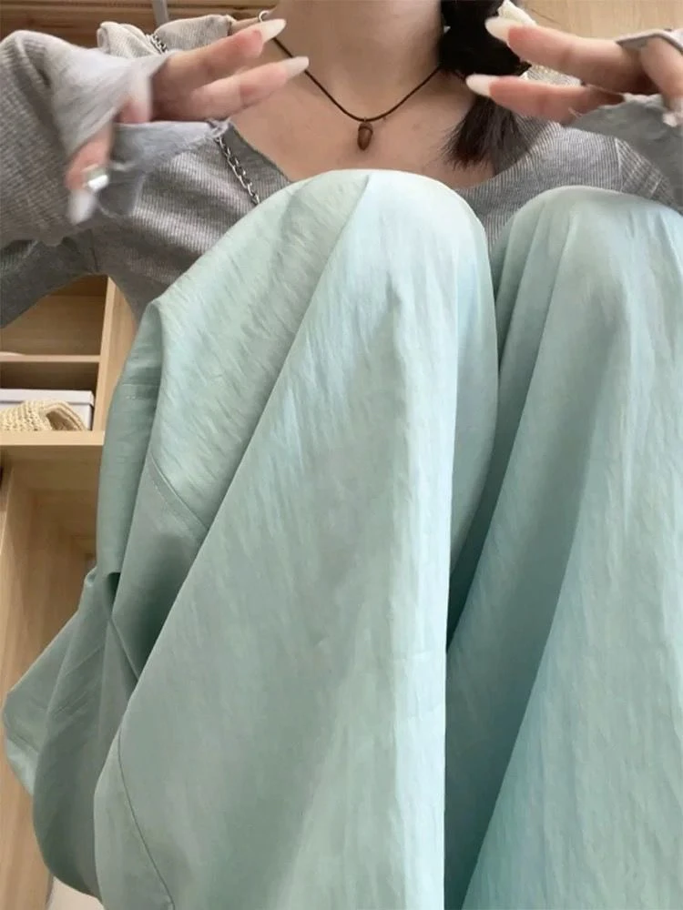 山本裤洋气女夏季薄款2024新款高腰垂感休闲直筒春秋季慵懒阔腿裤