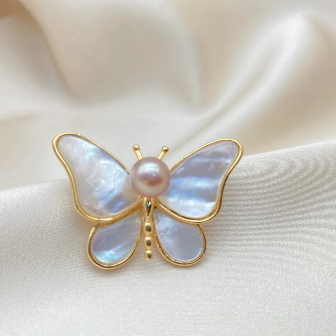 LH446【紫色珍珠蝴蝶轻奢胸针】白色时尚百搭简约精致优雅高档设计