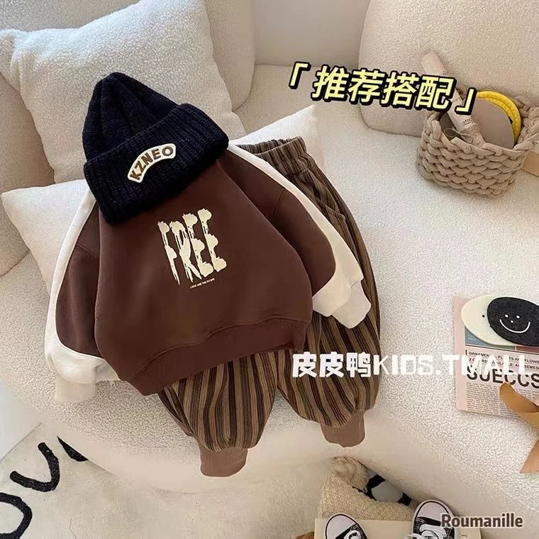 男童套装冬季2024新款宝宝冬装加绒加厚束腿裤儿童保暖冬款灯笼裤