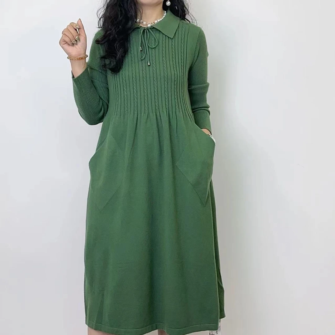 517气质娃娃领设计轻奢针织连衣裙