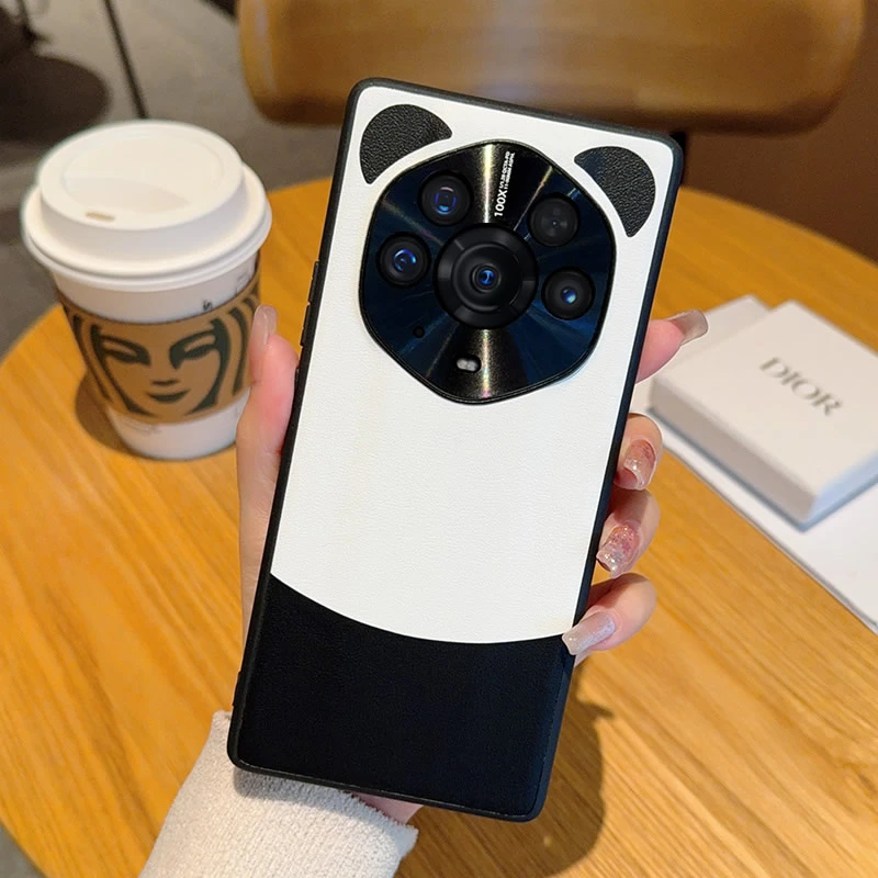 荣耀magic3pro手机壳新款熊猫设计Magic3至臻版时尚高档皮纹外壳