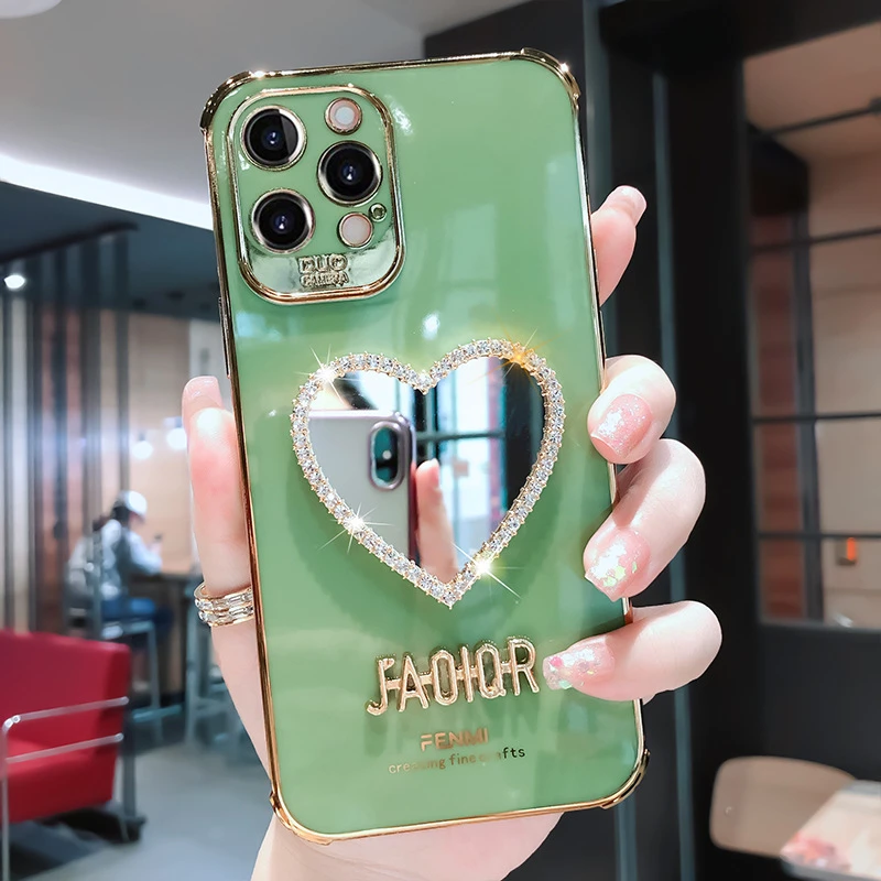 苹果14手机壳新款iphone13pro高级感带镜子14promax女生12时尚