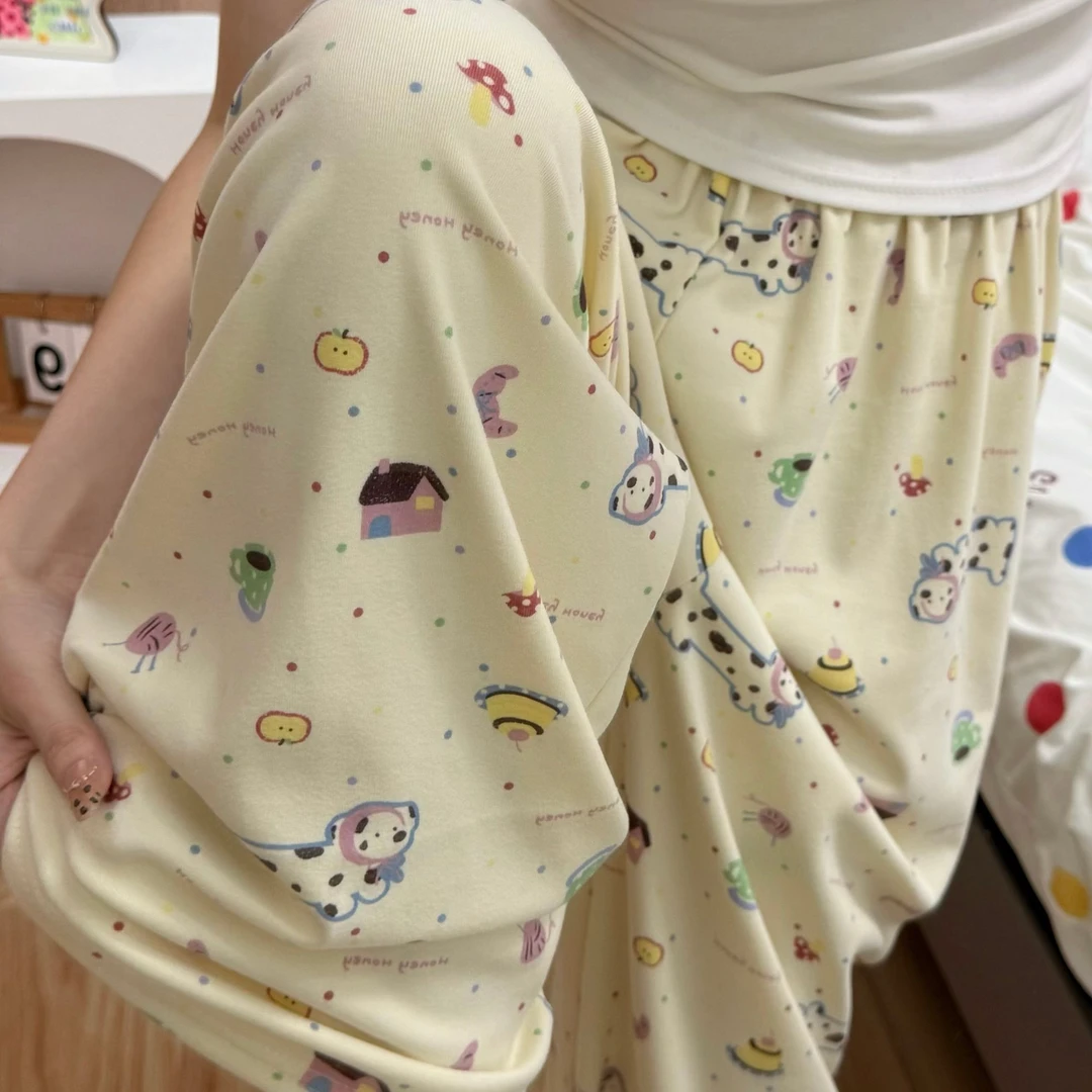 双面磨毛发热德绒睡裤女秋冬季宽松大码加长懒人拖地裤遛弯居家裤