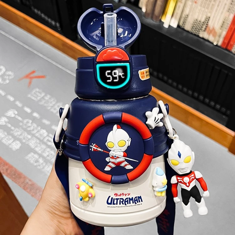 奥特曼儿童保温水杯男孩宝宝水壶上学专用吸管杯子防摔316食品级