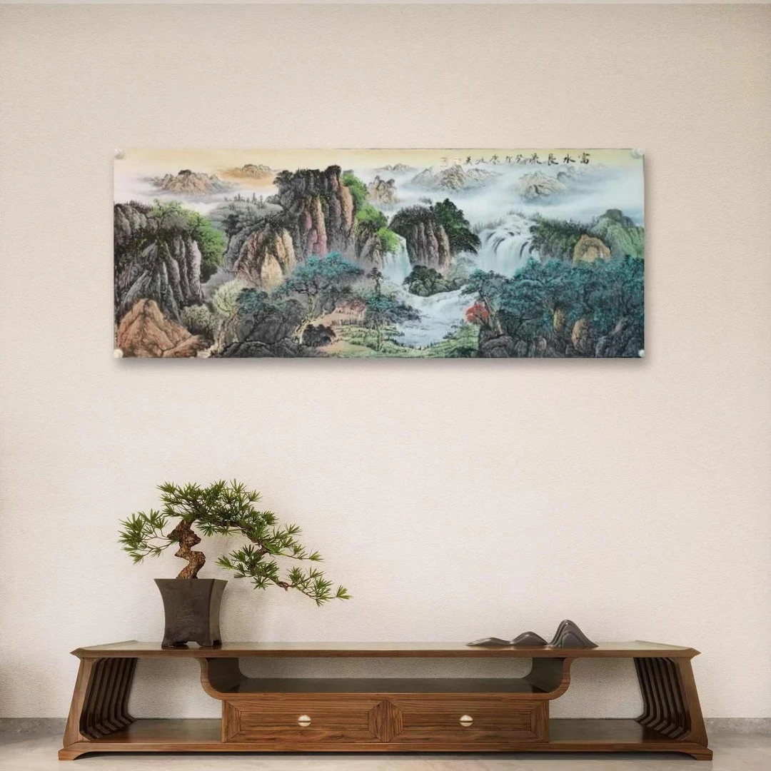 康廷英-1-3-手绘国画-富水长流-小六-客厅办公室挂画