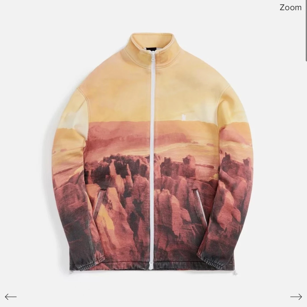 Kith Windsor track风景画拉链外套夹克纯棉网眼内衬XSMXL码