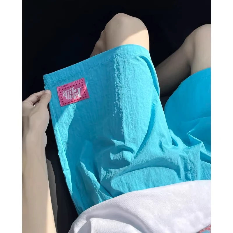 美式原创薄荷曼波速干运动沙滩短裤男女夏季情侣多巴胺休闲五分裤